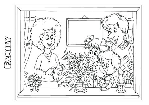 Family coloring book template