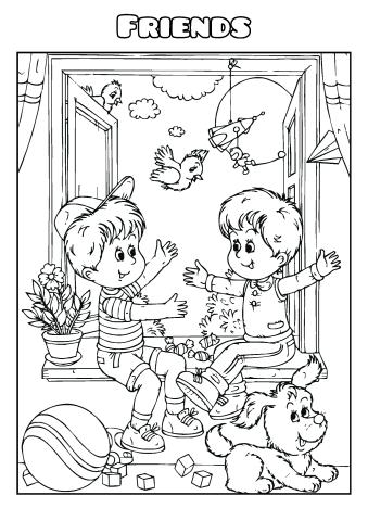 Friends coloring book template