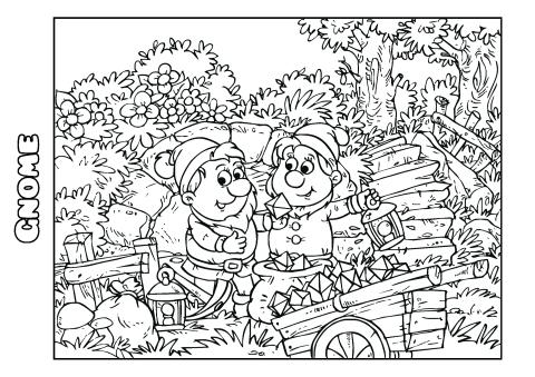 Gnome coloring Book template from software to create posters and coloring books