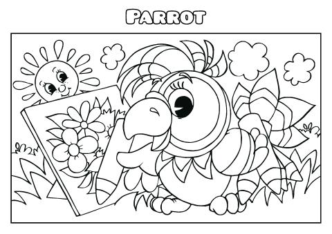 Parrot coloring book template