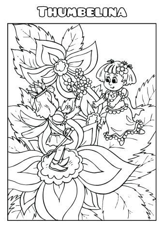 Thumbelina coloring book template