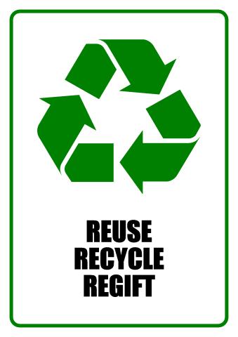 Reuse, Recycle, Regift sign template