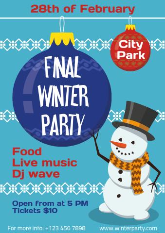 Winter Party poster template