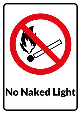 No Naked Light sign template