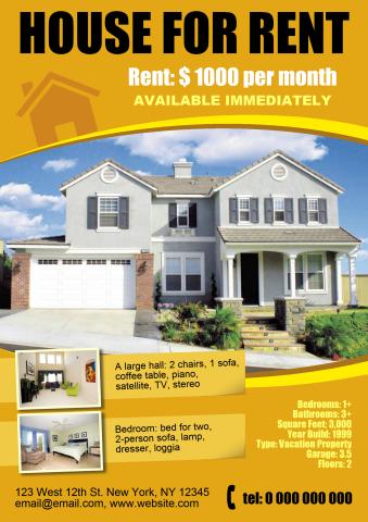 House for Rent poster template