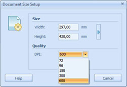 Document Size Setup Dialog Box