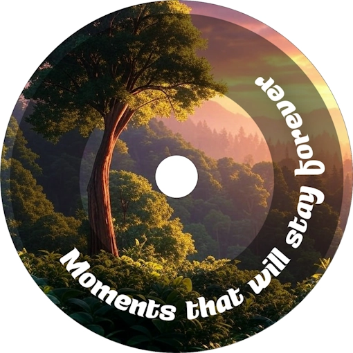 AI-generated nature CD label for Moments That Will Stay Forever