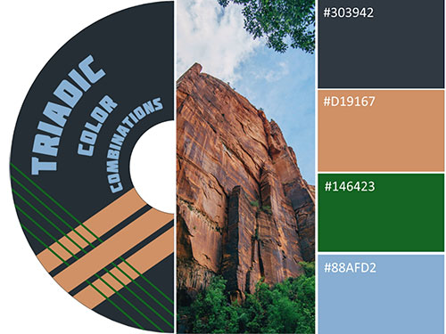 CD label with triadic color combination