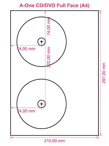 A-One CD DVD Full Face (A4) label template layout