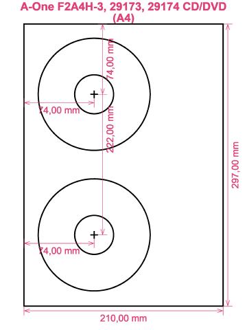 A-One F2A4H-3, 29173, 29174 CD DVD (A4) label template layout