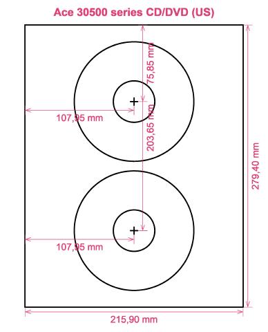 Ace 30500 series CD DVD (US) label template layout