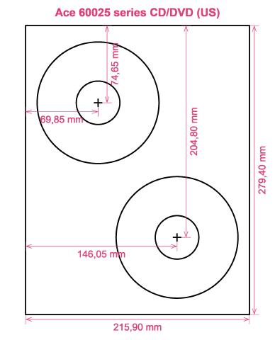 Ace 60025 series CD DVD (US) label template layout