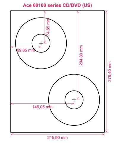 Ace 60100 series CD DVD (US) label template layout