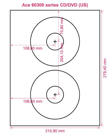 Ace 60300 series CD DVD (US) label template layout