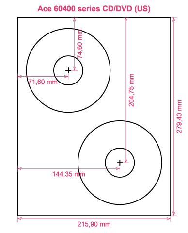 Ace 60400 series CD DVD (US) label template layout