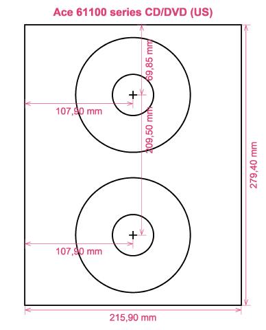 Ace 61100 series CD DVD (US) label template layout