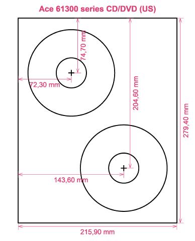 Ace 61300 series CD DVD (US) label template layout