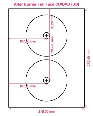 After Burner Full Face CD DVD (US) label template layout