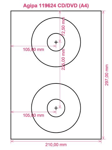 Agipa 119624 CD DVD (A4) label template layout