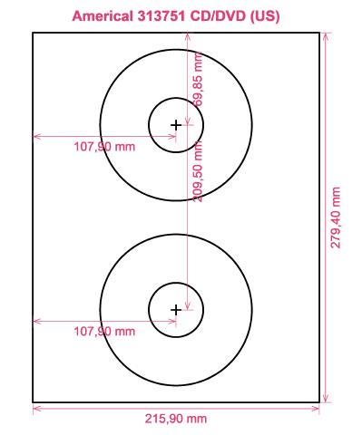 Americal 313751 CD DVD (US) label template layout