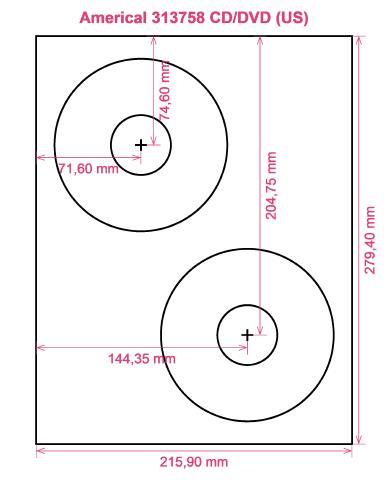 Americal 313758 CD DVD (US) label template layout