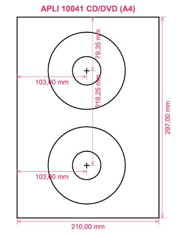 APLI 10041 CD DVD (A4) label template layout