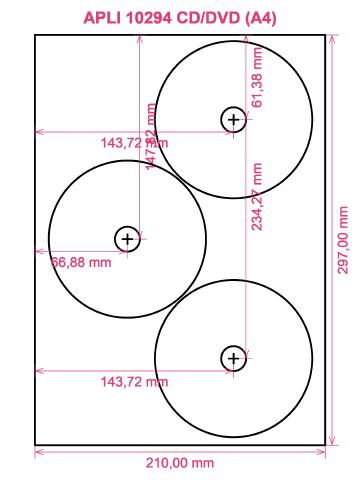 APLI 10294 CD DVD (A4) label template layout