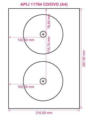 APLI 11704 CD DVD (A4) label template layout