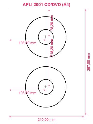 APLI 2001 CD DVD (A4) label template layout