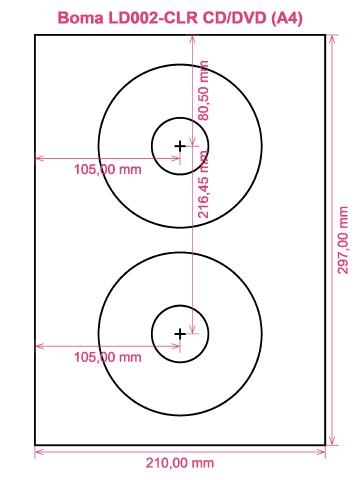 Boma LD002-CLR CD DVD (A4) label template layout