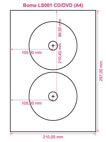 Boma LS001 CD DVD (A4) label template layout