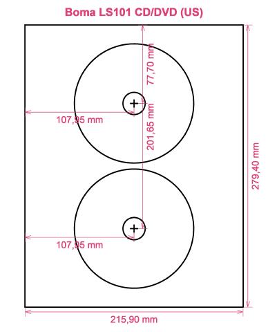 Boma LS101 CD DVD (US) label template layout