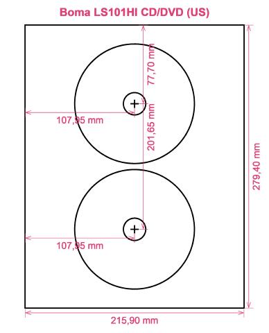 Boma LS101HI CD DVD (US) label template layout