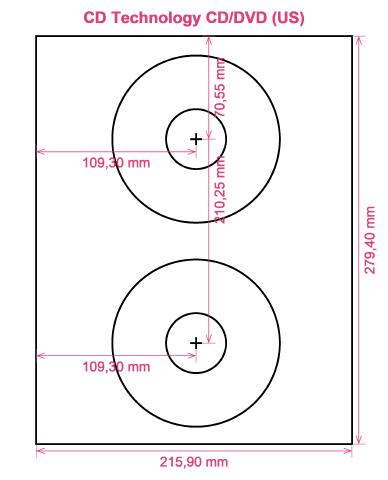 CD Technology CD DVD (US) label template layout