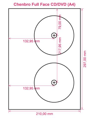 Chenbro Full Face CD DVD (A4) label template layout