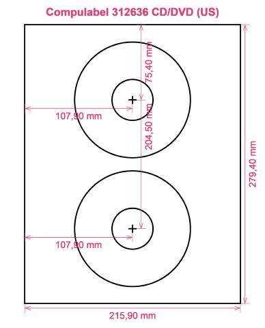 Compulabel 312636 CD DVD (US) label template layout