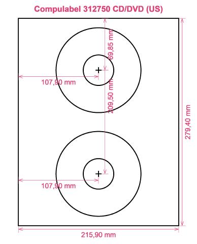 Compulabel 312750 CD DVD (US) label template layout