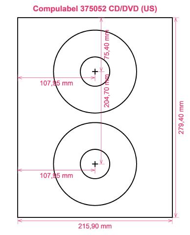 Compulabel 375052 CD DVD (US) label template layout