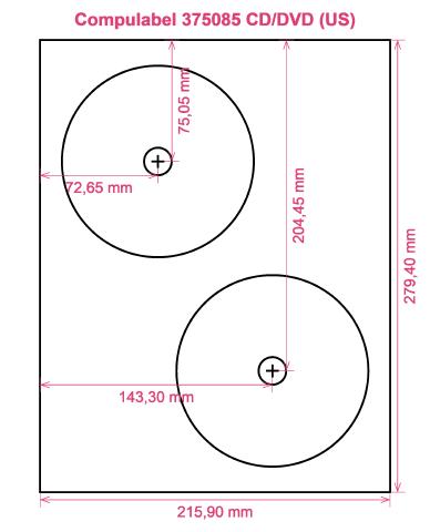 Compulabel 375085 CD DVD (US) label template layout