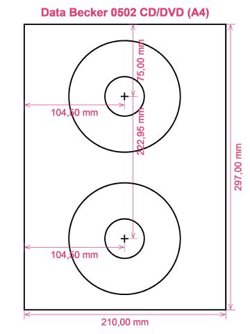 Data Becker 0502 CD DVD (A4) label template layout