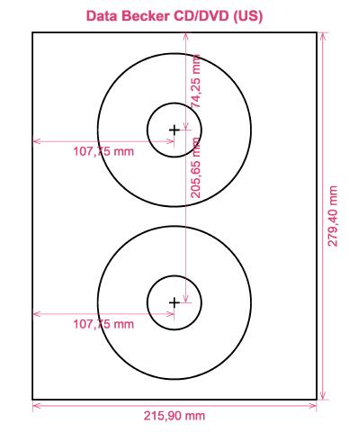 Data Becker CD DVD (US) label template layout