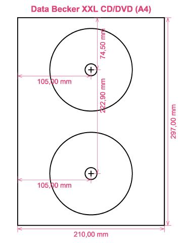 Data Becker XXL CD DVD (A4) label template layout