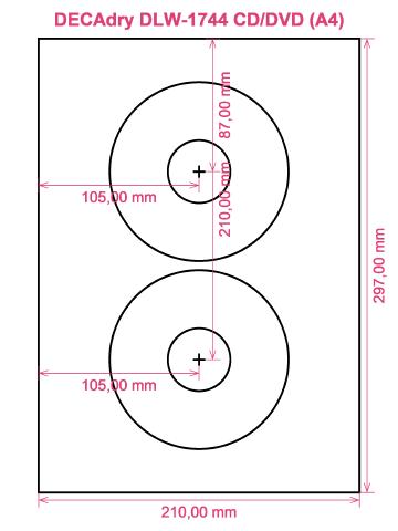 DECAdry DLW-1744 CD DVD (A4) label template layout