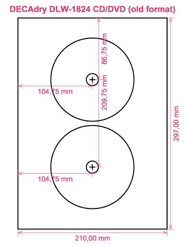 DECAdry DLW-1824 CD DVD (old format) label template layout