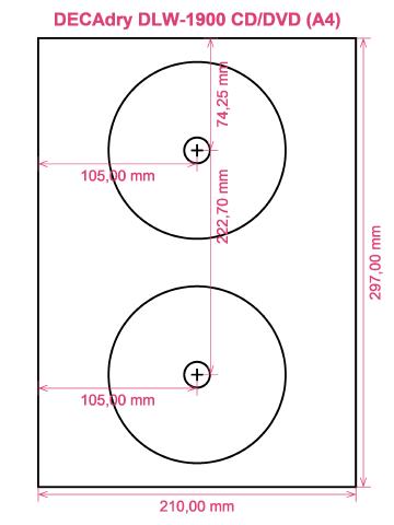 DECAdry DLW-1900 CD DVD (A4) label template layout