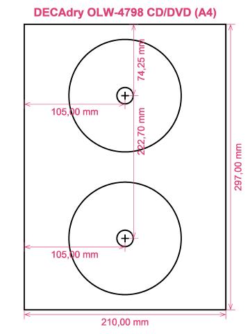 DECAdry OLW-4798 CD DVD (A4) label template layout