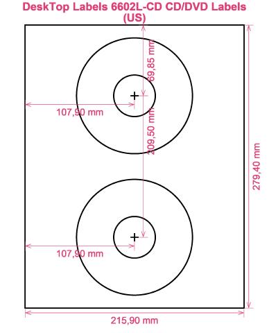 DeskTop Labels 6602L-CD CD DVD Labels (US) label template layout