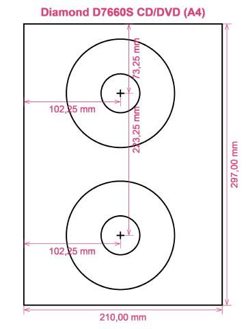 Diamond D7660S CD DVD (A4) label template layout