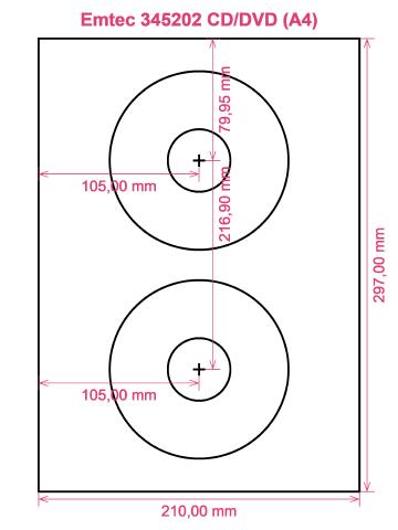 Emtec 345202 CD DVD (A4) label template layout