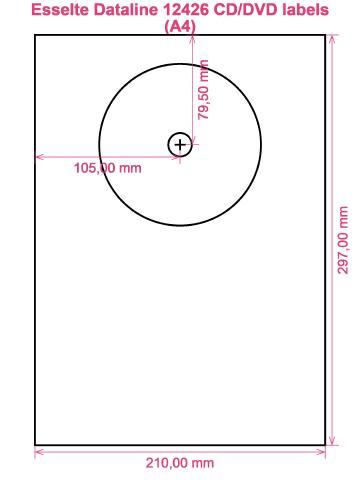 Esselte Dataline 12426 CD DVD labels (A4) label template layout